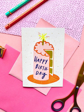 Happy Birthday Cake Greeting Card - Dusk by Dawn