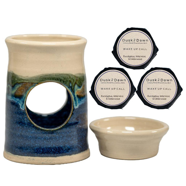 Blue Ceramic Wax Warmer with 3 Wax Melts