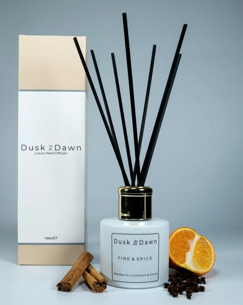 Fire & Spice | Mandarin, Cinnamon & Clove Reed Diffuser – Dusk by Dawn